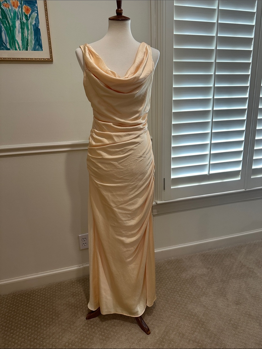 Abercrombie & Fitch Satin Cowl Neck Maxi Dress